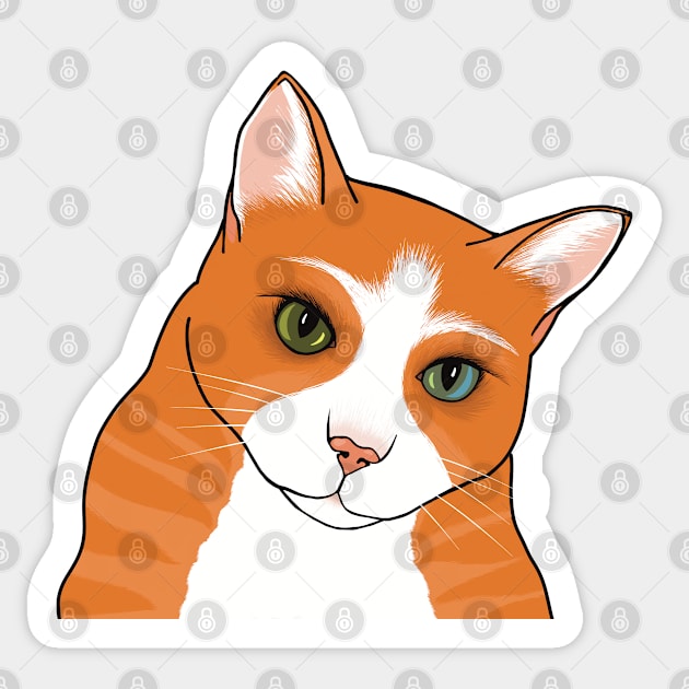 The Cute Ginger cat watching you seems a bit worried Sticker by marina63